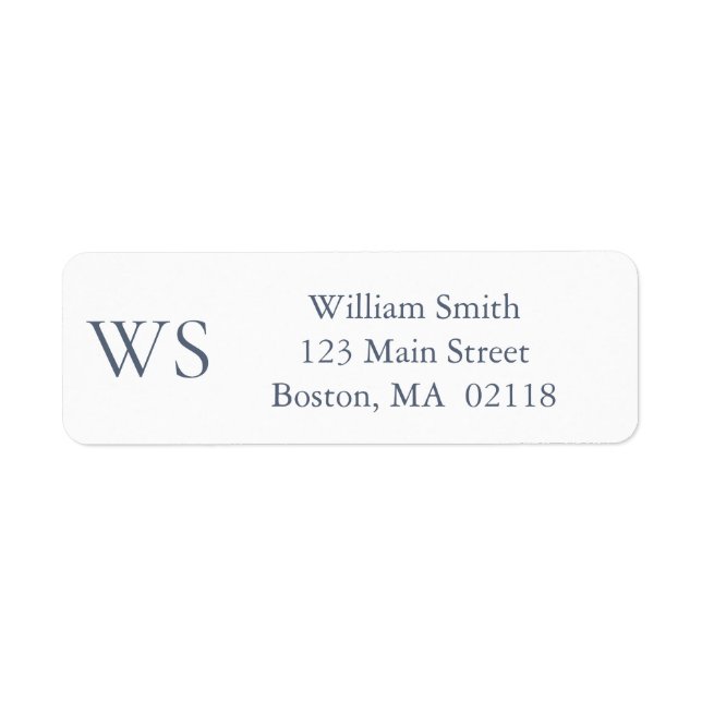 Classic Navy Blue Monogram Return Address  Label (Front)