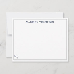 Classic Navy Blue Monogram with black border Card