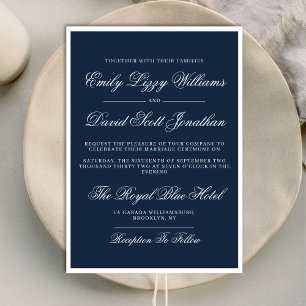 Classic Navy Blue Nautical Elegant QR Invitation