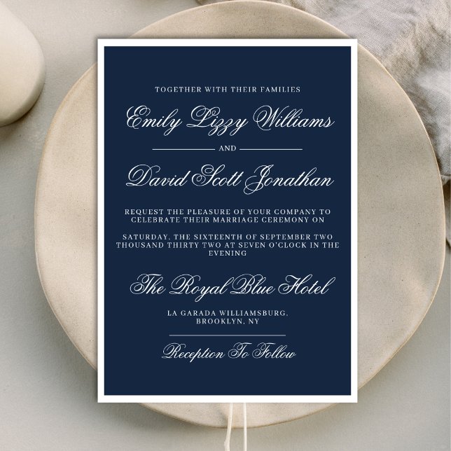 Classic Navy Blue Nautical Elegant QR  Invitation (Creator Uploaded)