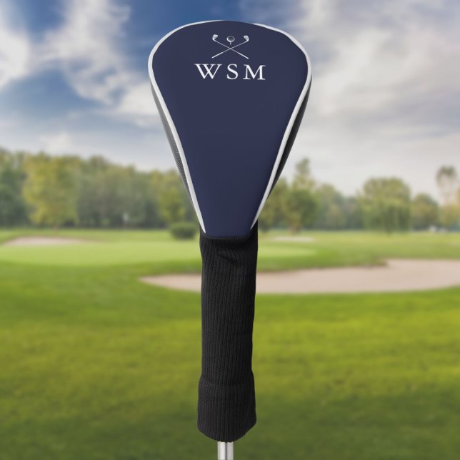 Classic Navy Blue Personalised Monogram Golf Clubs Head Cover (Creator Uploaded)