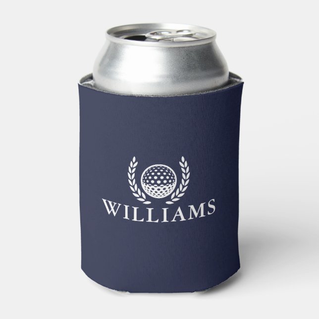 Classic Navy Blue Personalised Name Monogram Can Cooler (Can Front)