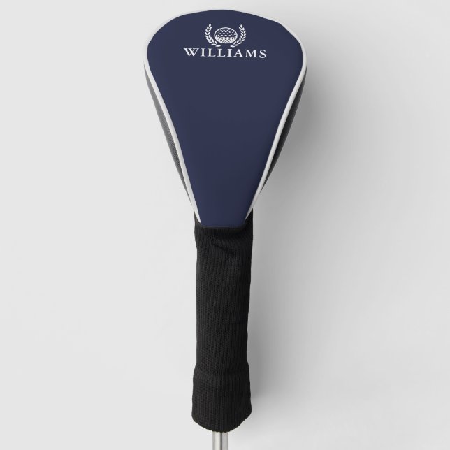 Classic Navy Blue Personalised Name Monogram Golf Head Cover (Front)