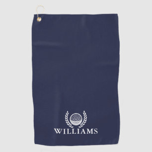 Classic Navy Blue Personalised Name Monogram Golf Towel