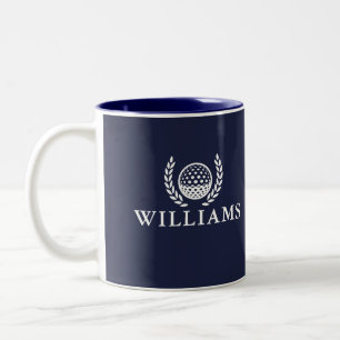 Classic Navy Blue Personalised Name Monogram Two-Tone Coffee Mug