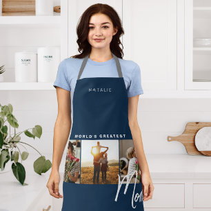Classic Navy Blue Photo Chef Apron