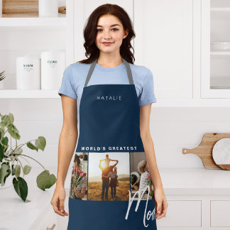 Classic Navy Blue Photo Chef Apron