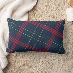 Classic Navy Blue Scottish Tartan Plaid Holiday Lumbar Cushion