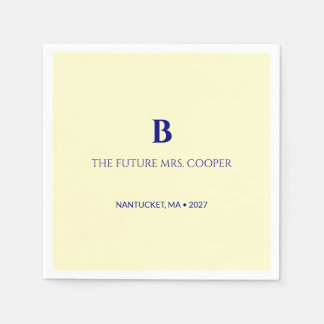 Classic Navy Blue Script Monogram Napkin