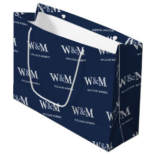 Classic Navy Blue Silver Business Brand Large Gift Bag