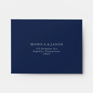 Classic Navy Blue   Silver Self Addressed RSVP Envelope
