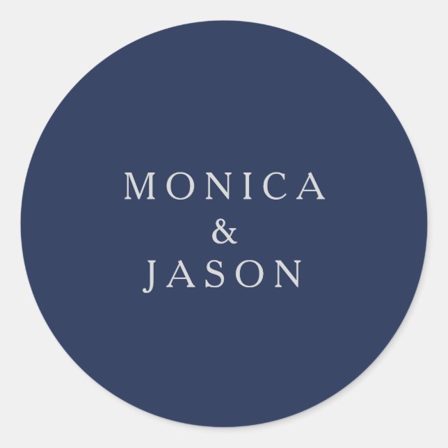 Classic Navy Blue | Silver Wedding Envelope Seals (Front)