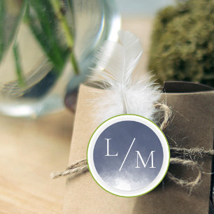 Classic Navy Blue Smoke Wedding Round Sticker