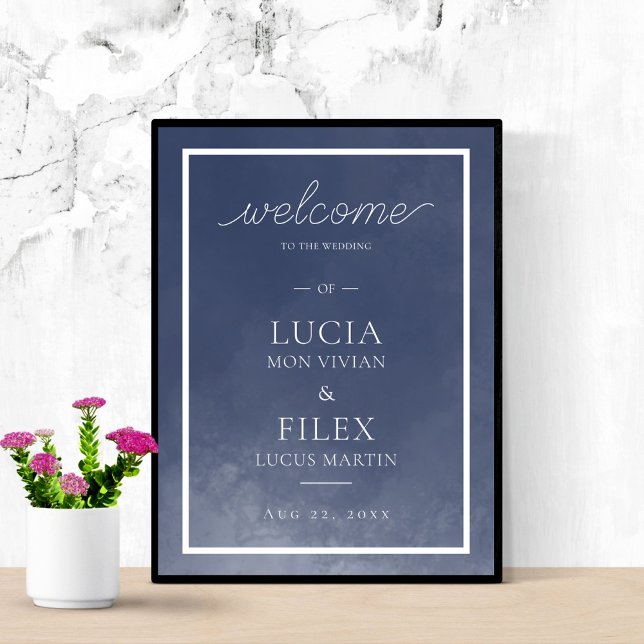 Classic Navy Blue Smoke Wedding Welcome Poster (Creator Uploaded)