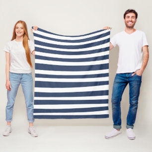 Classic Navy Blue Stripes   Timeless Nautical  Fleece Blanket