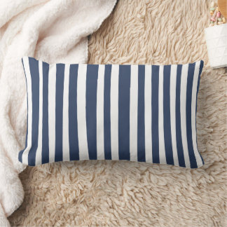 Classic Navy Blue Stripes | Timeless Nautical  Lumbar Cushion