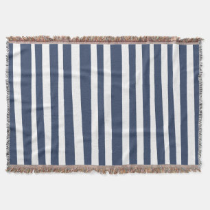 Classic Navy Blue Stripes Timeless Nautical Throw Blanket