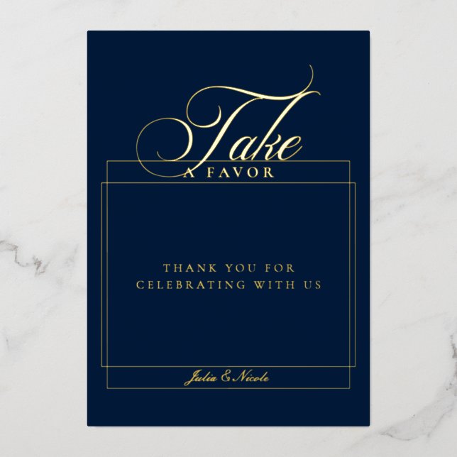 Classic Navy Blue Take A Favour Wedding Sign (Front)