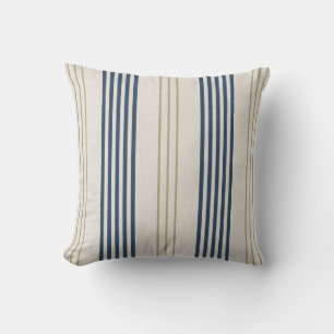 Classic Navy Blue Ticking Stripe Pattern Cushion