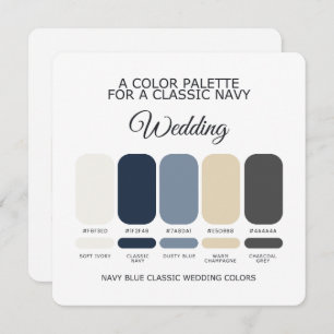 Classic Navy Blue Wedding Color Palette Card