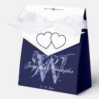Classic Navy Blue Wedding Monogram White Names