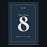 Classic Navy Blue Wedding Table Number<br><div class="desc">A simple yet versatile,  classic wedding table number card with couples initial monogram.</div>