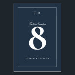 Classic Navy Blue Wedding Table Number<br><div class="desc">A simple yet versatile,  classic wedding table number card with couples initial monogram.</div>