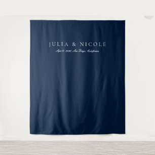 Classic Navy Blue Wedding Welcome Backdrops Banner Tapestry