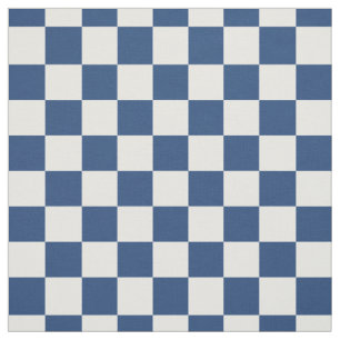 Classic Navy Blue White Chequered Check Squares  Fabric