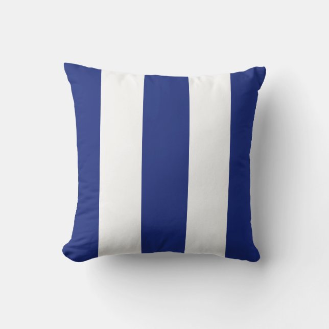 Classic navy blue white vertical strips cushion (Front)