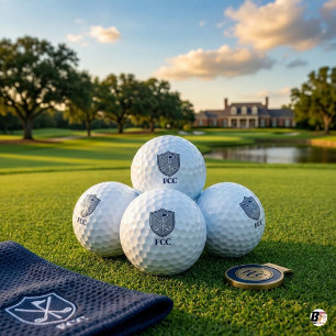 Classic Navy Country Club Crest Monogram Custom Golf Balls