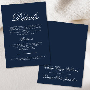 Classic Navy Elegance Calligraphic  Enclosure Card