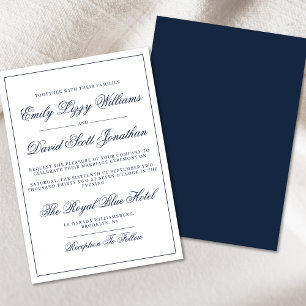 Classic Navy Elegance Script Regal Invitation