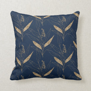 Classic Navy Gold Eucalyptus Botanical PILLOW