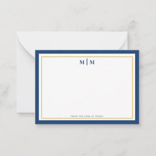 Classic Navy Gold Monogram Professional Personal Card