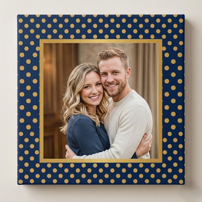 Classic Navy & Gold Polka Dot Frame Photo Poster (Creator Uploaded)