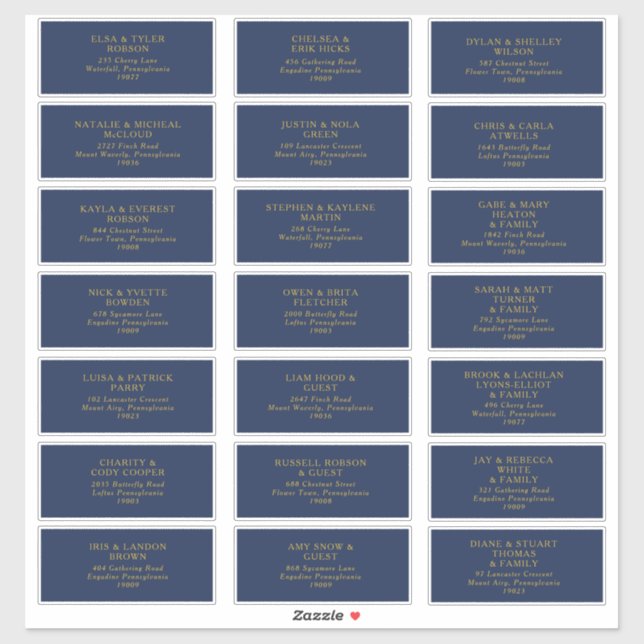 Classic Navy | Gold Wedding Guest Address Labels (Sheet)