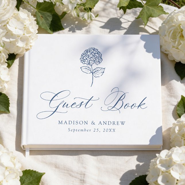 Classic Navy Hydrangea Wedding Guest Book (Creator Uploaded)