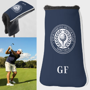 Classic Navy Laurel Wreath Name Monogram Putter Golf Head Cover