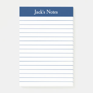 Classic Navy Lined Personalised Post-it Notes