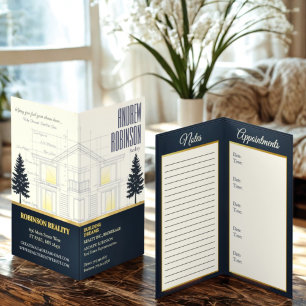 Classic Navy Open House Floor Plan Elegant Detail Business Card