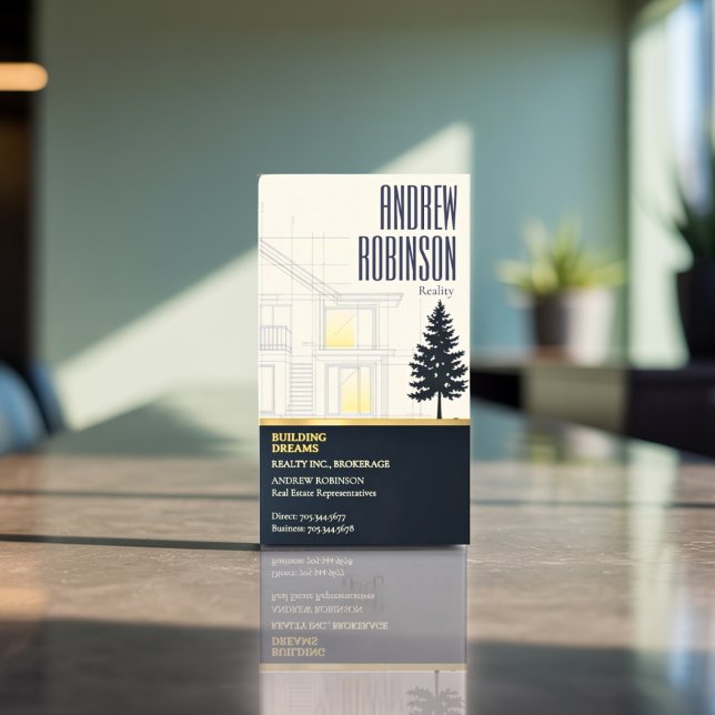 Classic Navy Open House Floor Plan Elegant Detail  Magnetic Business Card (Creator Uploaded)