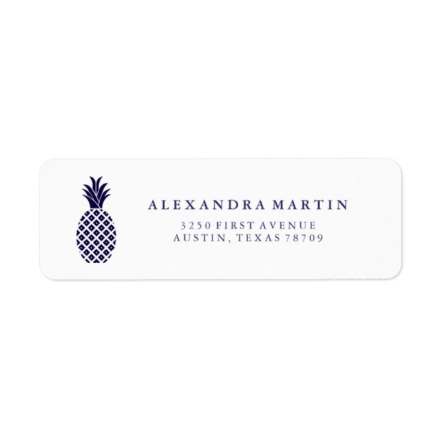 Classic Navy Pineapple Return Address Label (Front)