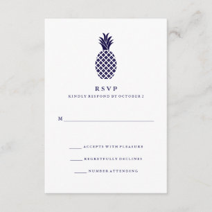 Classic Navy Pineapple Wedding RSVP Card