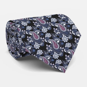  Classic Navy Purple Paisley Neck Tie