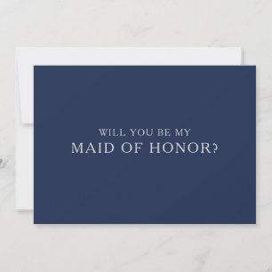 Classic Navy Silver Maid of Honour Proposal Card