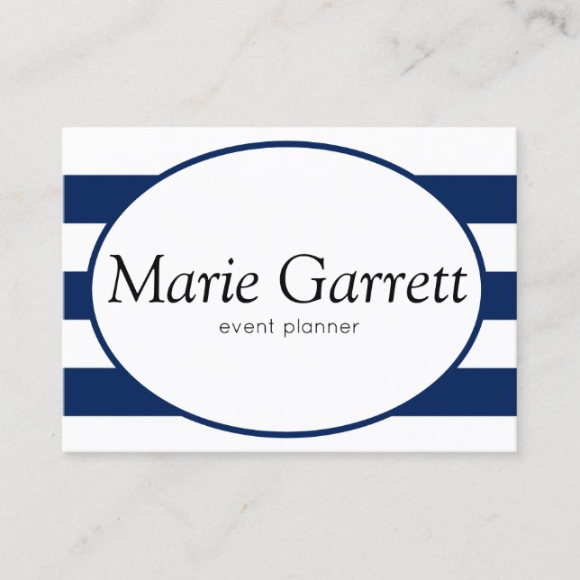 Classic Navy Stripes Business Card (Front)