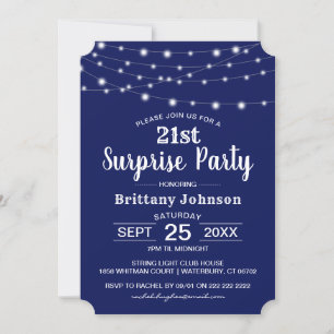 Classic Navy Surprise Birthday Invitation