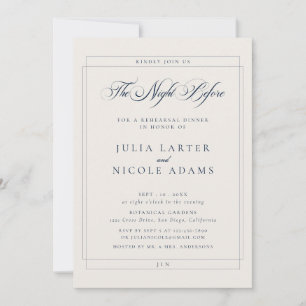 Classic Navy The Night Before Rehearsal Dinner Invitation