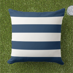 Classic Navy White Wide Horizontal Stripe Cushion